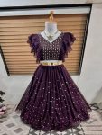 FANCY GEORGETTE EMBROIDERY SEQUENCE WORK KIDS LEHENGA CHOLI FESTIVAL WEAR WHOLESALE PRICE ETHNIC GARMENT (2)