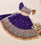 FANCY GEORGETTE EMBROIDERY SEQUENCE WORK KID’S LEHENGA CHOLI WITH DUPATTA PARTY WEAR WHOLESALE PRICE ETHNIC GARMENT (4)