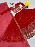 FANCY GEORGETTE EMBROIDERY SEQUENCE WORK LEHENGA CHOLI WITH DUPATTA FESTIVAL WEAR WHOLESALE PRICE ETHNIC GARMENT (3)