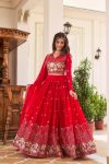 FANCY GEORGETTE EMBROIDERY SEQUENCE WORK LEHENGA CHOLI WITH DUPATTA FESTIVAL WEAR WHOLESALE PRICE ETHNIC GARMENT (3)