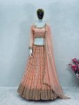 FANCY GEORGETTE EMBROIDERY SEQUENCE WORK LEHENGA CHOLI WITH DUPATTA WEDDING WEAR WHOLESALE PRICE ETHNIC GARMENT (3)