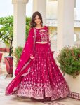 FANCY GEORGETTE EMBROIDERY SEQUENCE WORK LEHENGA CHOLI WITH DUPATTA WEDDING WEAR WHOLESALE PRICE ETHNIC GARMENT (5)