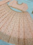 FANCY GEORGETTE EMBROIDERY SEQUENCE WORK LEHENGA CHOLI WITH DUPATTA WEDDING WEAR WHOLESALE PRICE ETHNIC GARMENT (3)