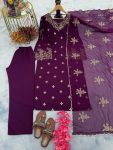 FANCY GEORGETTE EMBROIDERY SEQUENCE WORK TOP PANT WITH DUPATTA FESTIVAL WEAR WHOLESALE PRICE ETHNIC GARMENT (18)