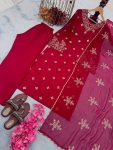 FANCY GEORGETTE EMBROIDERY SEQUENCE WORK TOP PANT WITH DUPATTA FESTIVAL WEAR WHOLESALE PRICE ETHNIC GARMENT (23)