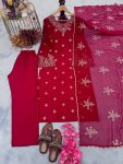 FANCY GEORGETTE EMBROIDERY SEQUENCE WORK TOP PANT WITH DUPATTA FESTIVAL WEAR WHOLESALE PRICE ETHNIC GARMENT (23)