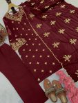 FANCY GEORGETTE EMBROIDERY SEQUENCE WORK TOP PANT WITH DUPATTA FESTIVAL WEAR WHOLESALE PRICE ETHNIC GARMENT (11)