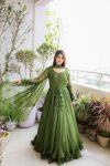 FANCY GEORGETTE LINNING WORK GOWN PANT WITH DUPATTA PARTY WEAR WHOLESALE PRICE ETHNIC GARMENT (5)