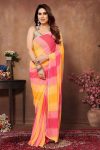 FANCY GEORGETTE PRINT WORK ONE MINUTE SAREE WITH UNSTITCHED BLOUSE CASUAL WEAR WHOLESALE PRICE ETHNIC GARMENT (11)