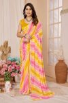 FANCY GEORGETTE PRINT WORK ONE MINUTE SAREE WITH UNSTITCHED BLOUSE CASUAL WEAR WHOLESALE PRICE ETHNIC GARMENT (3)