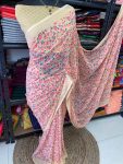 FANCY GEORGETTE PRINT WORK SAREE WITH UNSTITCED BLOUSE FESTIVAL WEAR WHOLESALE PRICE ETHNIC GARMENT (5)