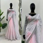 FANCY GEORGETTE THREAD SEQUENCE WORK SAREE WITH UNSTITCHED BLOUSE PARTY WEAR WHOLESALE PRICE ETHNIC GARMENT (8)