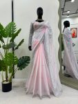 FANCY GEORGETTE THREAD SEQUENCE WORK SAREE WITH UNSTITCHED BLOUSE PARTY WEAR WHOLESALE PRICE ETHNIC GARMENT (8)