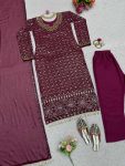 FANCY GEORGETTE THREAD WITH SEQUENCE AND MIRROR WORK TOP PANT WITH DUPATTA FESTIVAL WEAR WHOLESALE PRICE ETHNIC GARMENT (4)