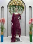 FANCY GEORGETTE THREAD WITH SEQUENCE AND MIRROR WORK TOP PANT WITH DUPATTA FESTIVAL WEAR WHOLESALE PRICE ETHNIC GARMENT (4)