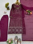 FANCY GEORGETTE THREAD WITH SEQUENCE AND MIRROR WORK TOP PANT WITH DUPATTA FESTIVAL WEAR WHOLESALE PRICE ETHNIC GARMENT (4)