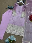 FANCY JIMMY CHOO EMBROIDERY SEQUENCE WORK KURTI PANT WITH DUPATTA PARTY WEAR WHOLESALE PRICE ETHNIC GARMENT (3)