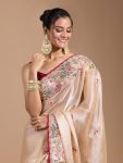 FANCY JIMMY CHOO EMBROIDERY THREAD WORK SAREE WITH UNSTITCHED BLOUSE PARTY WEAR WHOLESALE PRICE ETHNIC GARMENT (23)