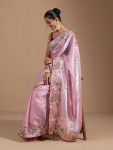 FANCY JIMMY CHOO EMBROIDERY THREAD WORK SAREE WITH UNSTITCHED BLOUSE PARTY WEAR WHOLESALE PRICE ETHNIC GARMENT (17)