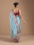 FANCY JIMMY CHOO EMBROIDERY THREAD WORK SAREE WITH UNSTITCHED BLOUSE PARTY WEAR WHOLESALE PRICE ETHNIC GARMENT (21)