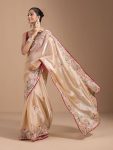 FANCY JIMMY CHOO EMBROIDERY THREAD WORK SAREE WITH UNSTITCHED BLOUSE PARTY WEAR WHOLESALE PRICE ETHNIC GARMENT (23)