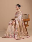 FANCY JIMMY CHOO EMBROIDERY THREAD WORK SAREE WITH UNSTITCHED BLOUSE PARTY WEAR WHOLESALE PRICE ETHNIC GARMENT (23)