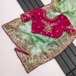 FANCY JIMMY CHOO EMBROIDERY THREAD WORK SAREE WITH UNSTITCHED BLOUSE PARTY WEAR WHOLESALE PRICE ETHNIC GARMENT (14)