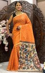 FANCY LINEN BANDHEJ DIGITAL PRINT WORK SAREE WITH UNSTITCHED BOLUSE CASUAL WEAR WHOLESALE PRICE ETHNIC GARMENT (1)