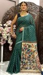 FANCY LINEN BANDHEJ DIGITAL PRINT WORK SAREE WITH UNSTITCHED BOLUSE CASUAL WEAR WHOLESALE PRICE ETHNIC GARMENT (4)