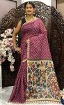 FANCY LINEN BANDHEJ DIGITAL PRINT WORK SAREE WITH UNSTITCHED BOLUSE CASUAL WEAR WHOLESALE PRICE ETHNIC GARMENT (5)