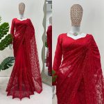 FANCY NET THREAD AND SEQUENCE WORK SAREE WITH UNSTITCHED BLOUSE PARTY WEAR WHOLESALE PRICE ETHNIC GARMENT (5)