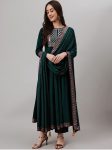 FANCY RAYON EMBROIDERY WORK GOWN BOTTOM WITH DUPATTA GREEN