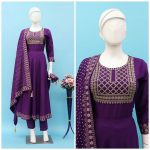 FANCY RAYON EMBROIDERY WORK GOWN BOTTOM WITH DUPATTA FESTIVAL WEAR WHOLESALE PRICE ETHNIC GARMENT (13)