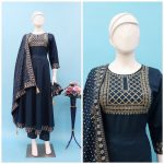 FANCY RAYON EMBROIDERY WORK GOWN BOTTOM WITH DUPATTA FESTIVAL WEAR WHOLESALE PRICE ETHNIC GARMENT (14)