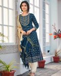 FANCY RAYON GOLD PRINT EMBROIDERY HAND WORK TOP BOTTOM WITH DUPATTA PARTY WEAR WHOLESALE PRICE ETHNIC GARMENT (1)