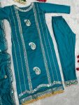FANCY ROMAN SILK EMBROIDERY WITH MIRRO R WORK TOP PALAZZO WITH DUPATTA FESTIVAL WEAR WHOLESALE PRICE EHTNIC GARMENT (12)
