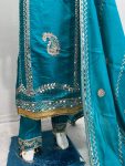 FANCY ROMAN SILK EMBROIDERY WITH MIRRO R WORK TOP PALAZZO WITH DUPATTA FESTIVAL WEAR WHOLESALE PRICE EHTNIC GARMENT (12)