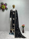 FANCY ROMAN SILK EMBROIDERY WITH MIRRO R WORK TOP PALAZZO WITH DUPATTA BLACK