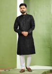 FANCY SILK EMBROIDERY SEQUENCE WORK MENS KURTA PAJAMA FESTIVAL WEAR WHOLESALE PRICE ETHNIC GARMENT (10)