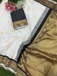 FASHIONABLE BANARASI SILK GOLD ZARI WEAVING WORK SAREE WITH UNSTITCHED BLOUSE PARTY WEAR WHOLESALE PRICE ETHNIC GARMENT (1)