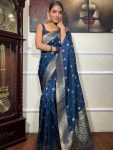 FASHIONABLE BANARASI SOFT SILK GOLD ZARI WEAVING WORK SAREE WITH UNSTITCHED BLOUSE PARTY WEAR WHOLESALE PRICE ETHNIC GARMENT (20)