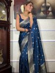 FASHIONABLE BANARASI SOFT SILK GOLD ZARI WEAVING WORK SAREE WITH UNSTITCHED BLOUSE PARTY WEAR WHOLESALE PRICE ETHNIC GARMENT (20)