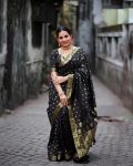 FASHIONABLE BANARASI SOFT SILK GOLD ZARI WORK SAREE WITH UNSTITCHED BLOUSE PARTY WEAR WHOLESALE PRICE ETHNIC GARMENT (1)