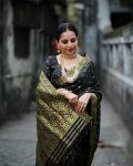 FASHIONABLE BANARASI SOFT SILK GOLD ZARI WORK SAREE WITH UNSTITCHED BLOUSE PARTY WEAR WHOLESALE PRICE ETHNIC GARMENT (1)