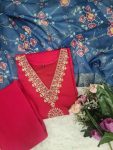 FASHIONABLE CHANDERI SILK CODING SEQUENCE EMBROIDERY WORK TOP BOTTOM WITH DUPATTA FESTIVAL WEAR WHOLESALE PRICE ETHNIC GARMENT (4)