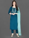 FASHIONABLE COTTON SILK EMBROIDERY WORK TOP BOTTOM WITH DUPATTA PARTY WEAR WHOLESALE PRICE ETHNIC GARMENT (3)