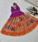 FASHIONABLE GEORGETTE EMBROIDERY CRUSH WORK KID’S LEHENGA WITH CHOLI PARTY WEAR WHOLESALE PRICE ETHNIC GARMENT (9)