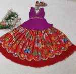 FASHIONABLE GEORGETTE EMBROIDERY CRUSH WORK KID’S LEHENGA WITH CHOLI PARTY WEAR WHOLESALE PRICE ETHNIC GARMENT (34)