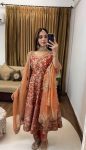 FASHIONABLE GEORGETTE EMBROIDERY SEQUENCE WORK GOWN BOTTOM WITH DUPATTA FESTIVAL WEAR WHOLESALE PRICE ETHNIC GARMENT (1)