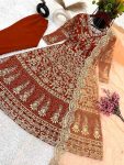 FASHIONABLE GEORGETTE EMBROIDERY SEQUENCE WORK GOWN BOTTOM WITH DUPATTA FESTIVAL WEAR WHOLESALE PRICE ETHNIC GARMENT (1)